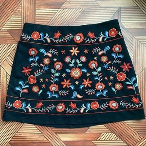 Never worn! Detailed rainbow floral skirt that zips up the back from F21